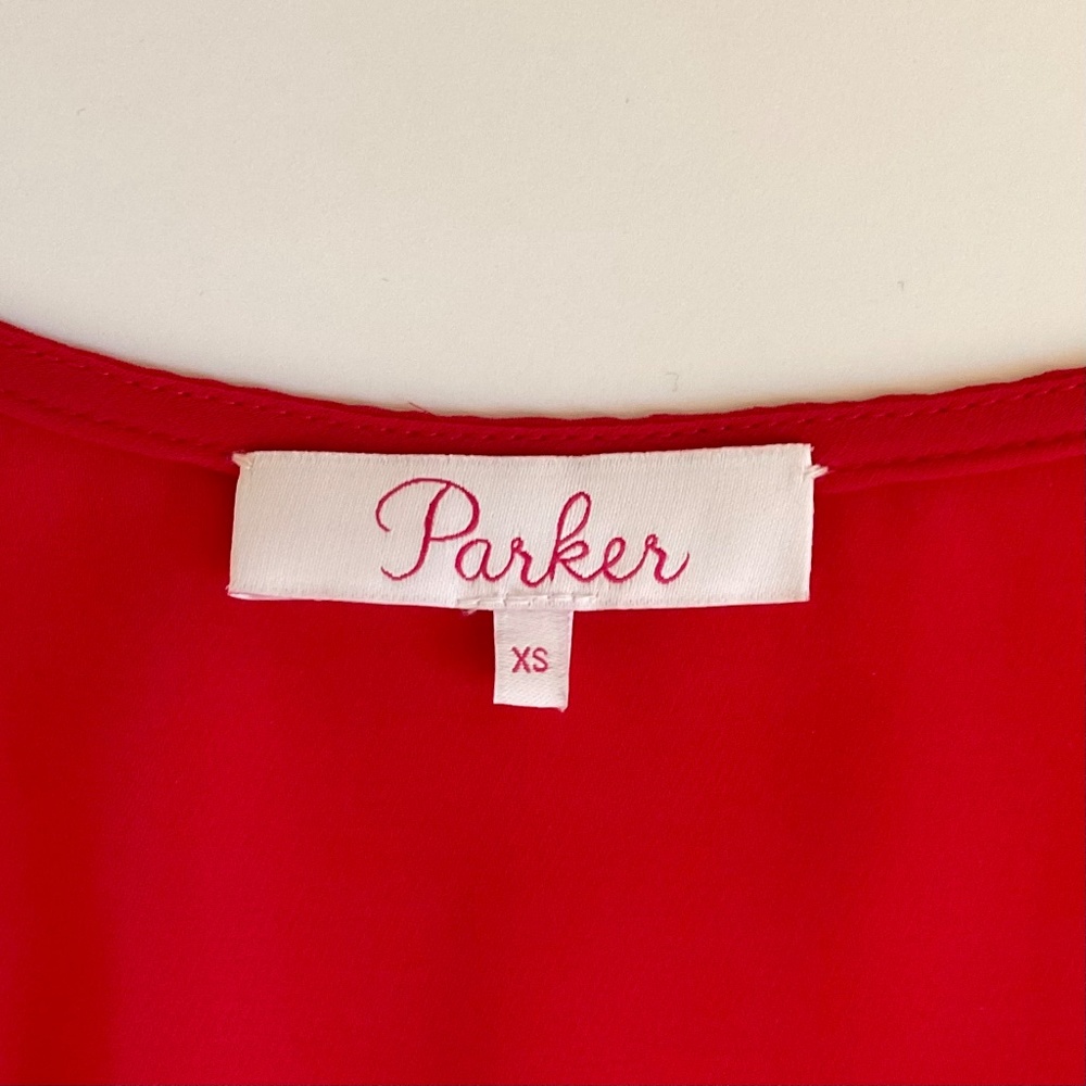 Parker red ruffle cold shoulder blouse Size XS - Picture 3 of 3